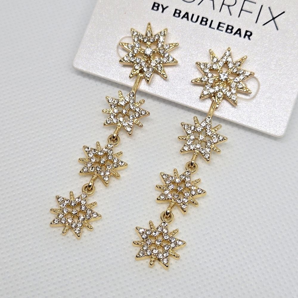 Stunning Celestial Star Statement Earrings In Gold Sugarfix by Baublebar  NEW - Picture 2 of 3